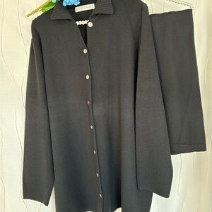 Valerie Stevens Black Merino Wool Cardigan